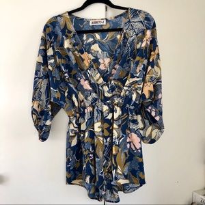 blue floral romper